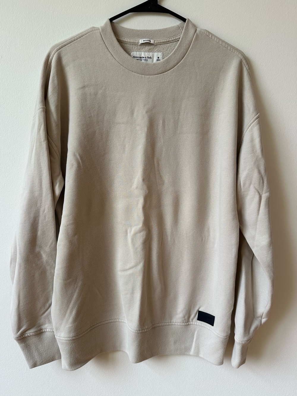Abercrombie and Fitch Men's Crewneck Sweater in Light Beige